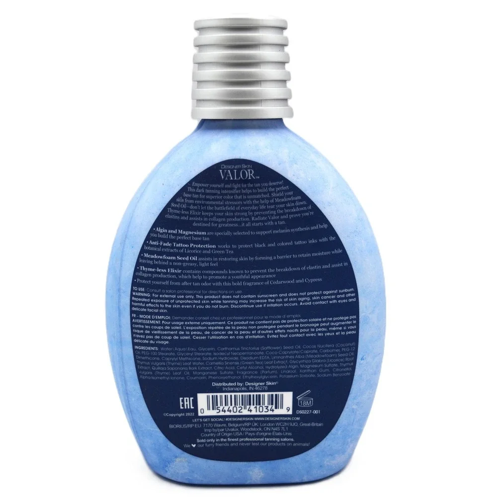 Designer Skin Valor Honorable Dark Tanning Intensifier Tattoo Protection 13.5oz